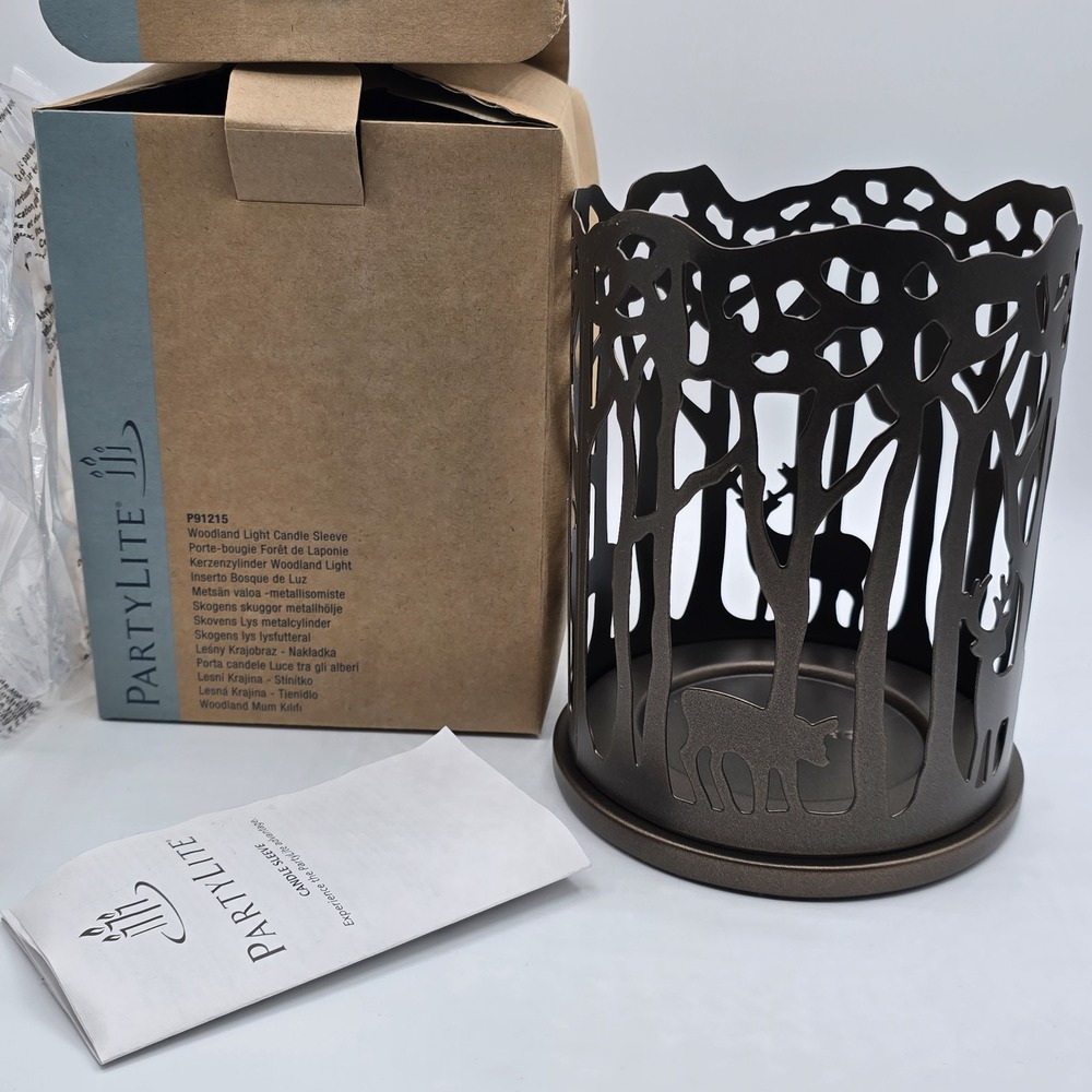 PartyLite WOODLAND LIGHT Candle Sleeve P91215 Metal Holder for Pillar or Jar